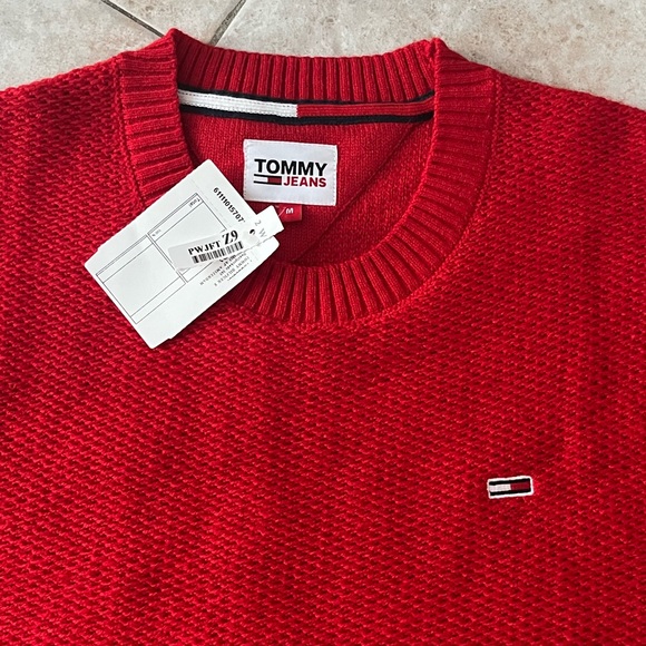 Tommy Hilfiger Jeans Red BRAND NEW Knit Sweater. High quality warm Medium Men’s - Picture 4 of 6